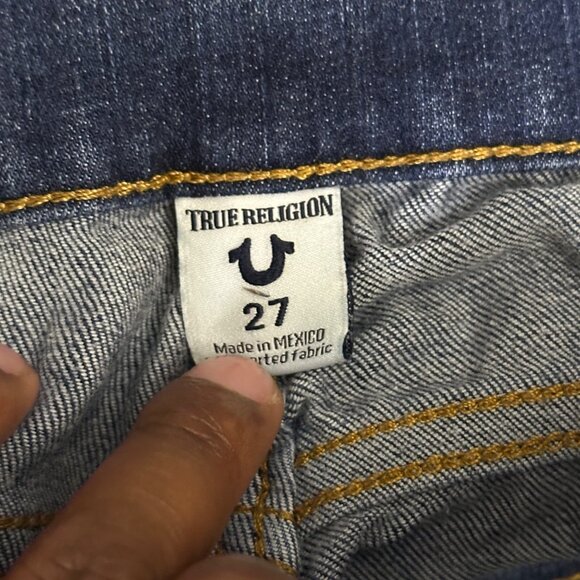 Y2K True Religion Halle Mid Rise Skinny Slim Denim Jean Pant Women 27 Blue MX - Picture 4 of 15